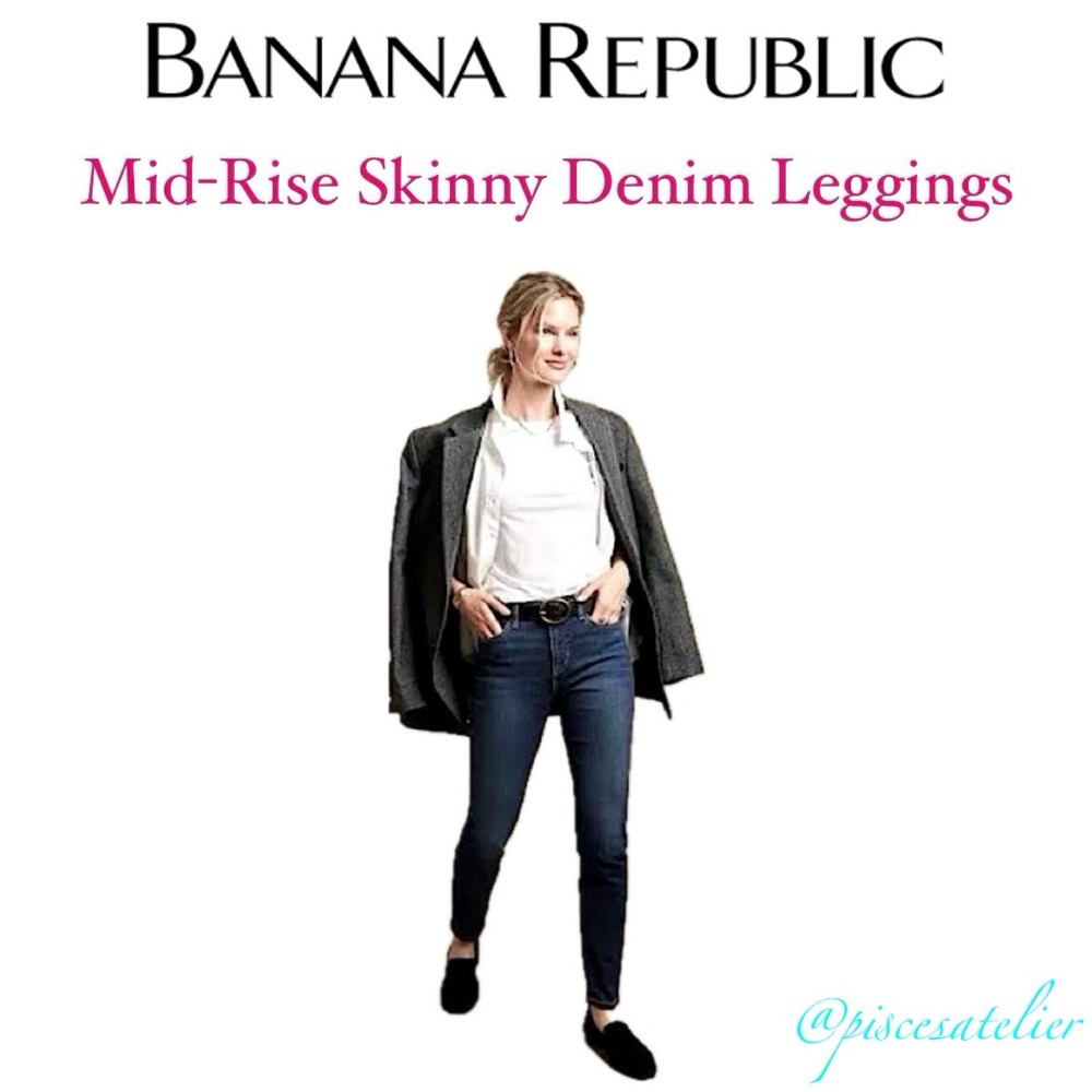 Banana Republic Dark Wash Mid-Rise Skinny Denim Leggings, Women’s Size 6P.